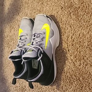 Nike Women's Gray and Neon Yellow Athletic Training Shoes